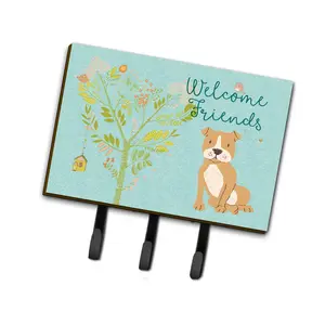 212 MAIN Brown Staffie Decor Wall Mount Organizer - Metal Frame, Utility Hooks, Leash Hook, Key Holder, 6x2x9 in Metal Hanger for Home Decor