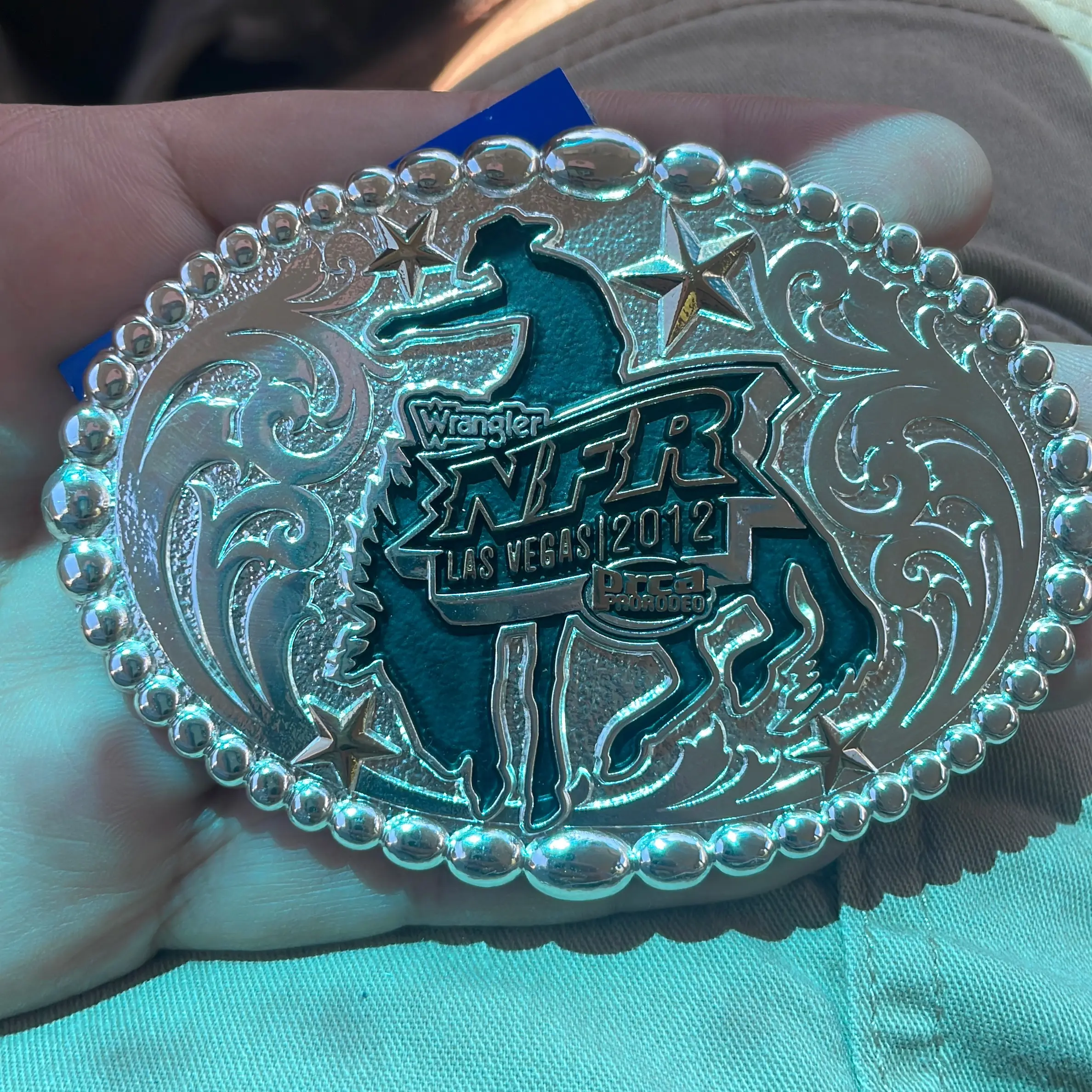 Nfr 2012 finals belt buckle solid brass silver plated