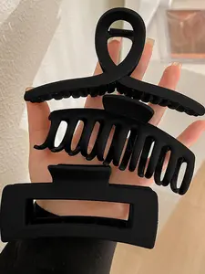 3pcs minimalist hair claws, high-end black hair accessories, suitable for tying hair at the back of the head, campus, party, date, office, vacation travel, casual hair accessories