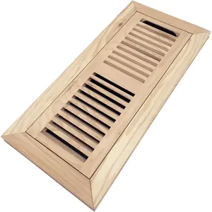 Hickory  Floor Register, Flush Mount Floor Vent Cover, 4X12 Inch, with Damper, Unfinished