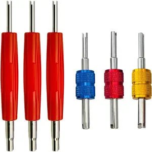 6Pcs Valve Core Removal Tool Set For A/C Systems, R134a,R22,R12 HVAC Double Heads Schrader Valve Stem Core Remover Tools,Air Conditioning Valve Core Remover Schrader Valve Tool