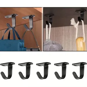 Metal Hooks for Under Shelves Ceiling Mounts Door Hanging, Bathroom Kitchen Towel Robe Hangers, Durable Metal Hook Accessories