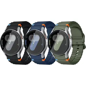 Unisex 3-Piece Quick-Release Durable Soft Silicone Sport Bands - Gapless Fit, Tool-Free Adjustable, Multi-Size (40mm-47mm) with Vibrant Accents, Wearable Accessories Compatible with Galaxy Watch 7, FE/6/5/4 Classic