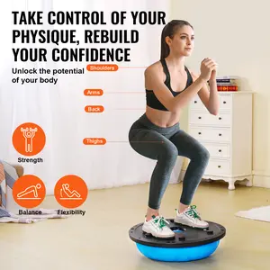 SAVEYOUR  Half Balance Ball Trainer 23" | 660lbs Stability Yoga Ball with Resistance Bands & Pump for Home Gym Full Body Workout, Blue