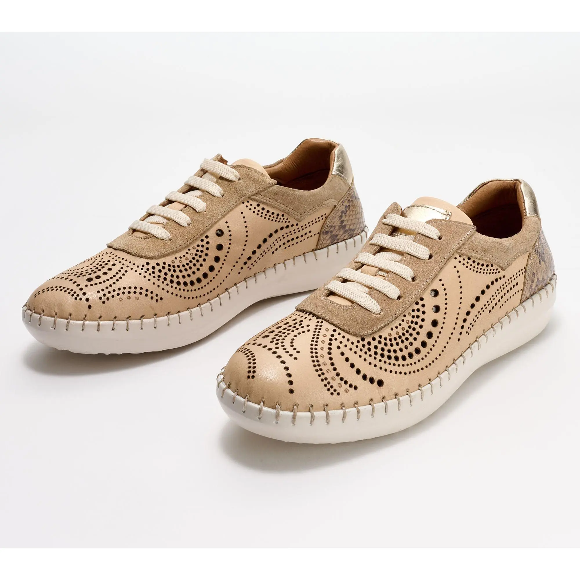 Spring Step Leather Perforated Sneakers - Jumilla