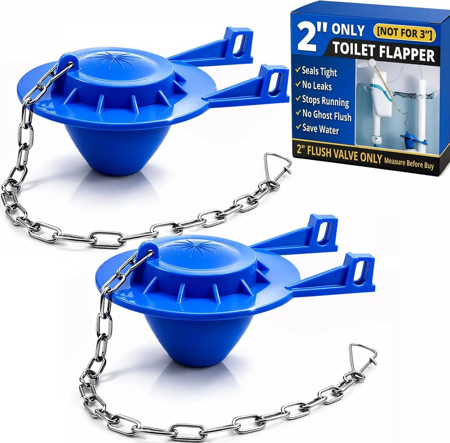 2-Inch Toilet Flapper Replacement Kit Compatible with Most Kohler, American Standard, TOTO & Standard 2″ Flush Valves, High Performance Rubber with Stainless Steel Chain, Easy Install summerwins