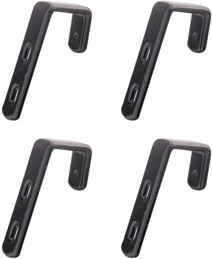 4pcs Iron Bunk Bed Ladder Brackets, PVC Coated Stainless Steel Angled Ladder Hooks Heavy Duty Hardware Utility Hook Loft Bed Hanger (Black)