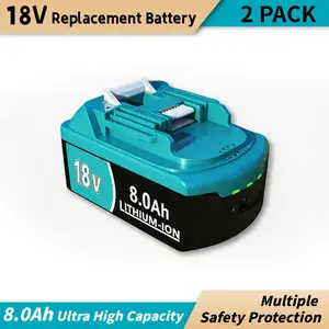 8.0Ah 18V Lithium-Ion Replacement Battery, 2-Pack, High Capacity, suitable for 18V cordless power tools, compatible with 18V tools such as the BL1850, high-capacity battery outdoorfun