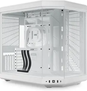 Hyte Y70 Upgraded Modern Aesthetic Dual Chamber Panoramic Tempered Glass Mid-Tower ATX Computer Gaming Case with PCIE 4.0 Riser Cable Included, Snow White (CS-HYTE-Y70-WW)
