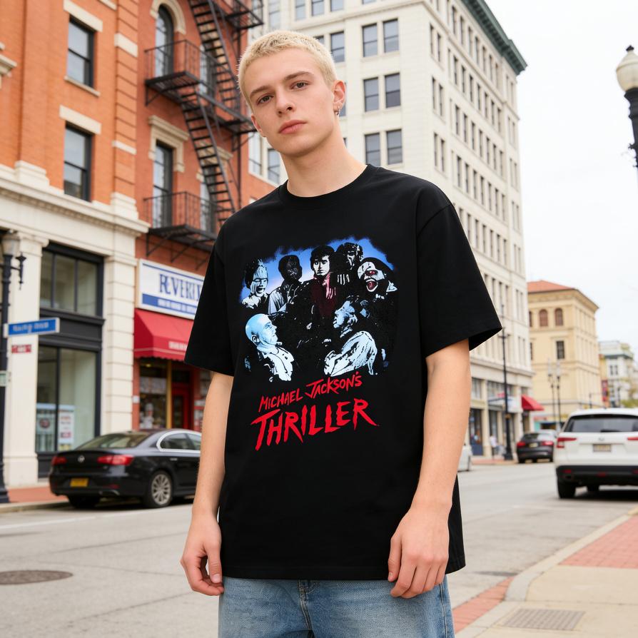 Men's Michael Jackson Thriller Vintage Graphic T-Shirt With Classic Music Elements