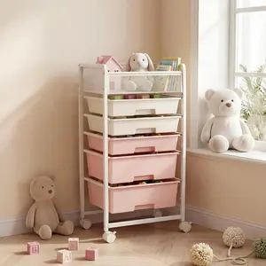 Tribesigns Rolling Craft Cart with 5 Drawers, Art Craft Organizers and Storage with Lockable Wheels, Rolling Utility Cart for Organizing Arts and Crafts,Yarn,Toy, School Supplies, Nail Product, Sewing Supplies