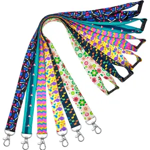 6 Pack Lanyards For ID Badges Holder Cruise Cute   Women Hall Pass Card Holder Ship Card,Breakaway Safety Office  Printed Lanyard With Patterns