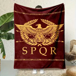 Luxury Ancient Roman SPQR Eagle Emblem Flannel Blanket - Soft Double-Sided Design, Suitable for All Seasons, Essential for Home, Office, or Travel - Perfect Gift Choice | Cartoon Eagle Pattern