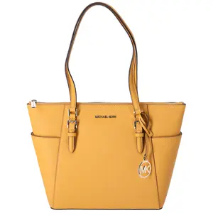 Pre-owned MICHAEL KORS Leather Tote Bags Charlotte Large Top Zip Tote Golden Rod Yellow