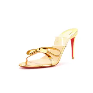 Pre-owned Christian Louboutin Women's Just Nodo Slide Sandals Patent and PVC 85 by Rebag