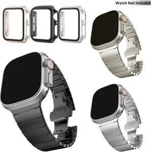 Stainless Steel Watch Band & Watch Case (Band Only), 1 Count Replacement Watch Band & 1 Count Watch Case, Compatible with Apple Watch 46mm 49mm 45mm