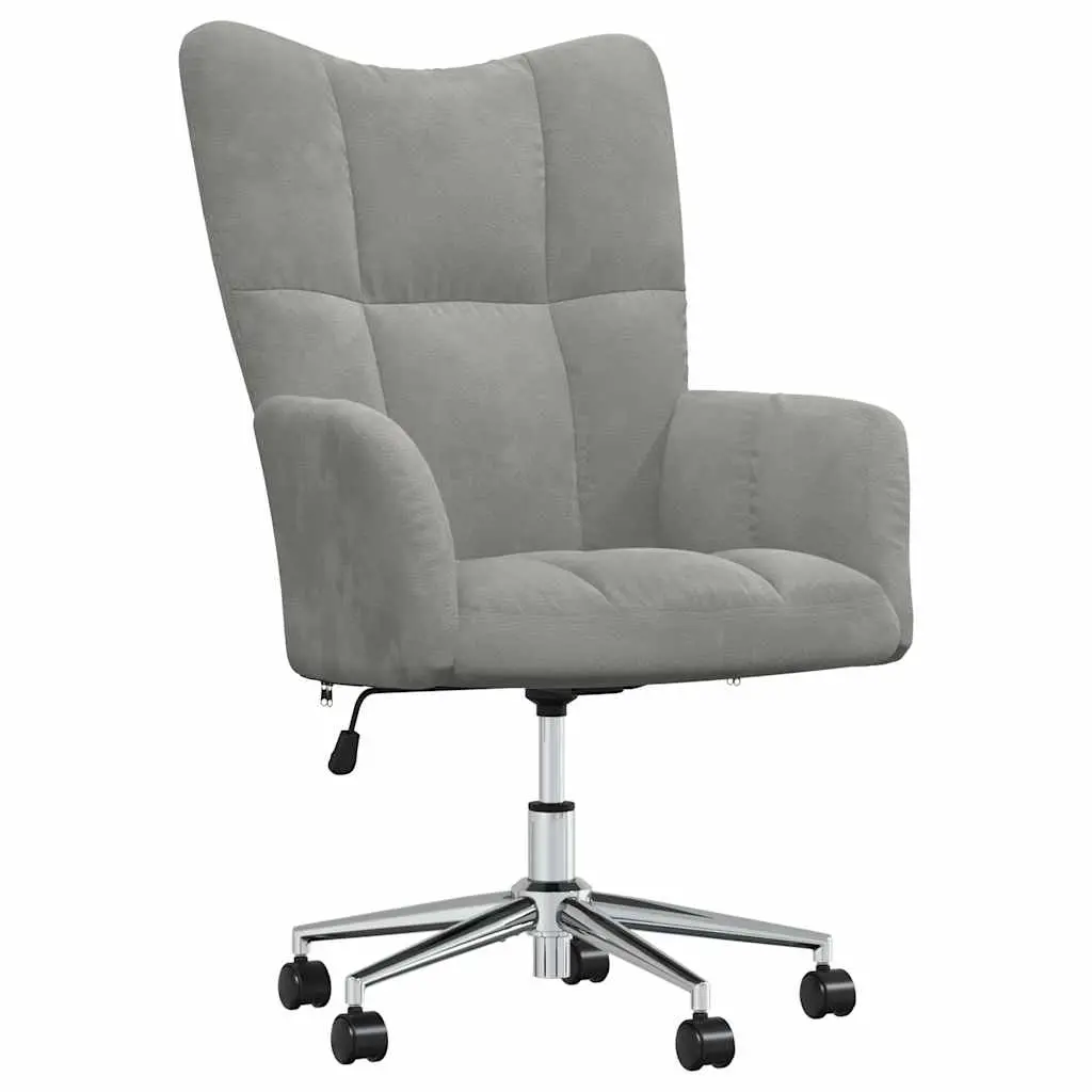 vidaXL Relaxing Chair, Accent Relax Chair, Swivel Relaxing Armchair Seating for Living Room Office, Modern Style, Light Gray Velvet 328161