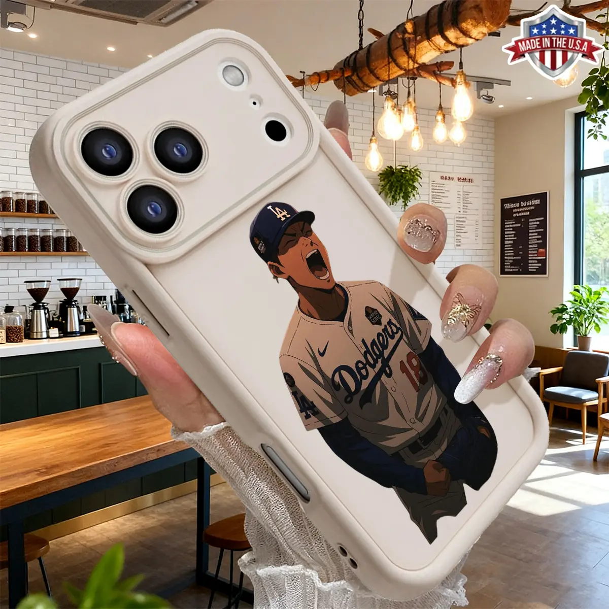 Cool LA Baseball Player Graphic Case for iPhone 17 16 15 14 Pro Max 13 12 11 XR XS Plus Air Slim Shockproof Anti Drop Protective TPU Cover Gift For Fans