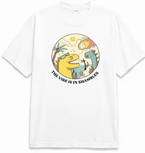 Men's Short-Sleeve Round Neck Casual Streetwear Top T-Shirt - "The Vibe Is In" Shameless Twist Design, Funny Meme, Sarcastic, Mental Health, Dinosaur Themed, Shortsleeve