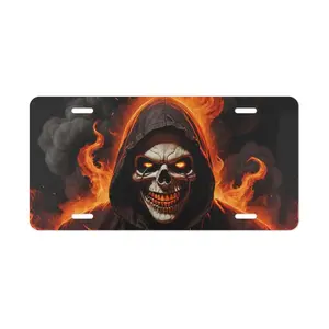 Ghost Face Skull License Plate, Car Accessories, Perfect Gift - Lightweight Aluminum, Pre-Drilled holes, Easy Installation