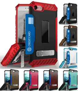 Case for iPhone SE 2022/2020, Tri-Shield Rugged Cover [with Kickstand + Credit Card Wallet Slot + Wrist Strap] for iPhone SE (2022/2020), iPhone 8, iPhone 7