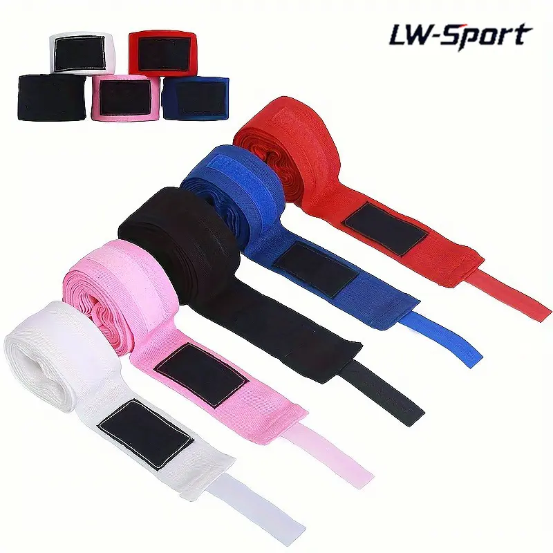 1 Pair Elastic Boxing Hand Wraps with Thumb Loop & Hook Loop Closure, Professional Protective Hand Bandages for Wrist Knuckle Support, Fits Boxing Muay Thai MMA Kickboxing Training for Men Women