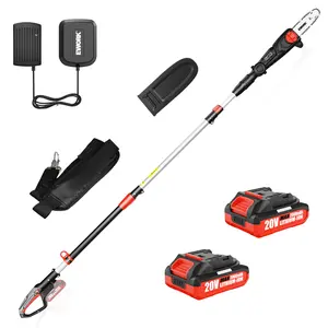 EWORK Electric Pole Saws for Tree Trimming 20V 8-Inch Cordless Pole Chainsaw 6.5 Lbs, Extension to 14.2-Ft, Auto Oiling Pole Saw Battery Powered with Battery & Fast Charger for Branch Pruning & Pruner