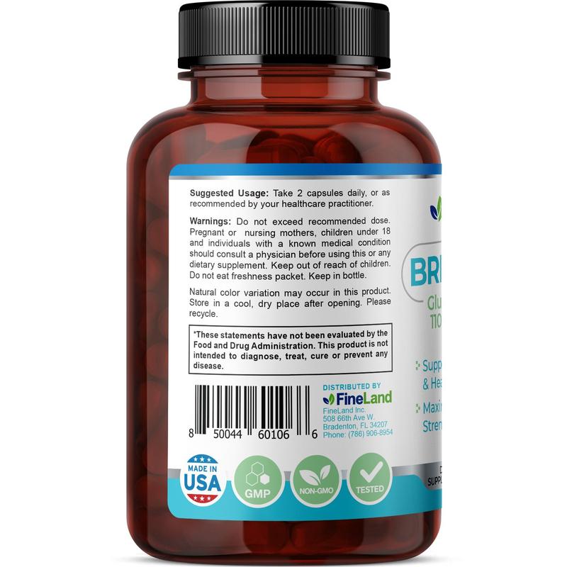 FineLand Brightcaps Glutathione Complex 1100 mg Per Serving, Supports Bright & Healthy Skin, Maximum Strength Capsules gummy  hair Healthcare Fitness