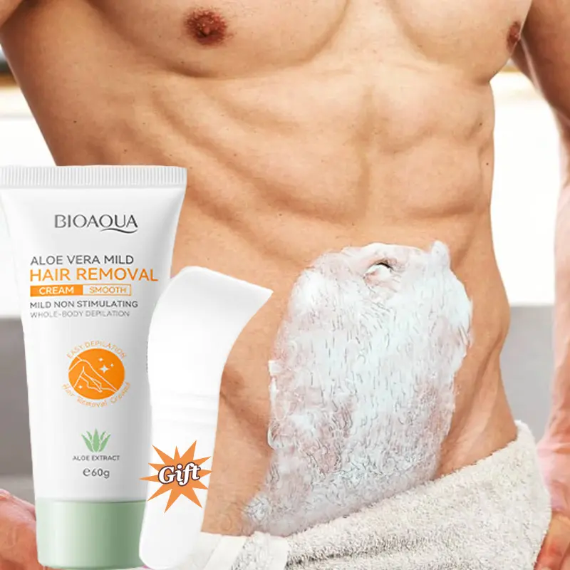 Painless Hair Removal Mousse with Plant Extracts & Growth Inhibitor, 60g Gentle Wax Alternative for Silky Smooth Skin on Legs & Body, For Men & Women, Depilatory Cream, Cleansing, Sensitive, Apply & Wait, Cream Mousse, Paraben-Free, Painless Depilation, B