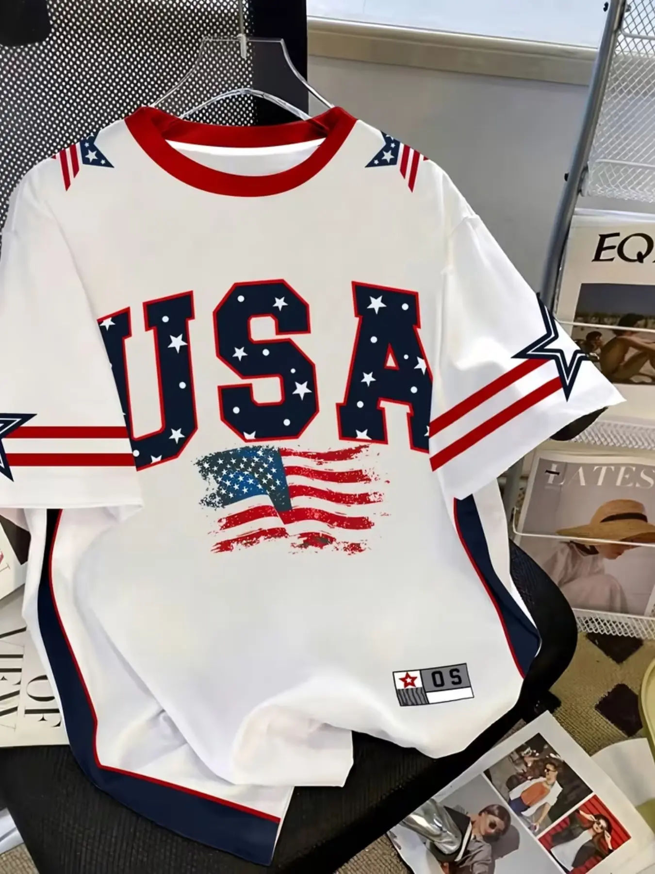 Men's Summer Casual 3D Print Letter Flag T-Shirt, Lightweight Polyester, Round Neck, Short Sleeve, Dynamic Color Design