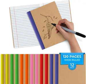 12 Pack  Journals Bulk, 8 x 5.7, Extra Pages - 120 Pages (60 Sheets), Wide Ruled, No Bleed Thick Paper, Small Composition Notebook for School, Lined  Travel Notebook, Rainbow Spines