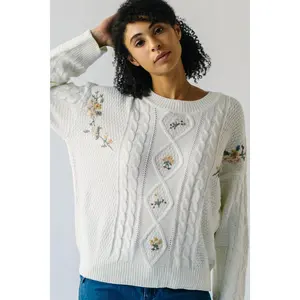 The Katherine Cable Knit Sweater in Ivory
