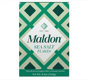Maldon Salt, Sea Salt Flakes, 8.5 oz (240 g), Kosher, Natural, Unique Gourmet Pyramid Shaped Salt Flakes, Perfect for a Wide Range of Dishes, Hand-Harvested for Four Generations (Packaging May vary)