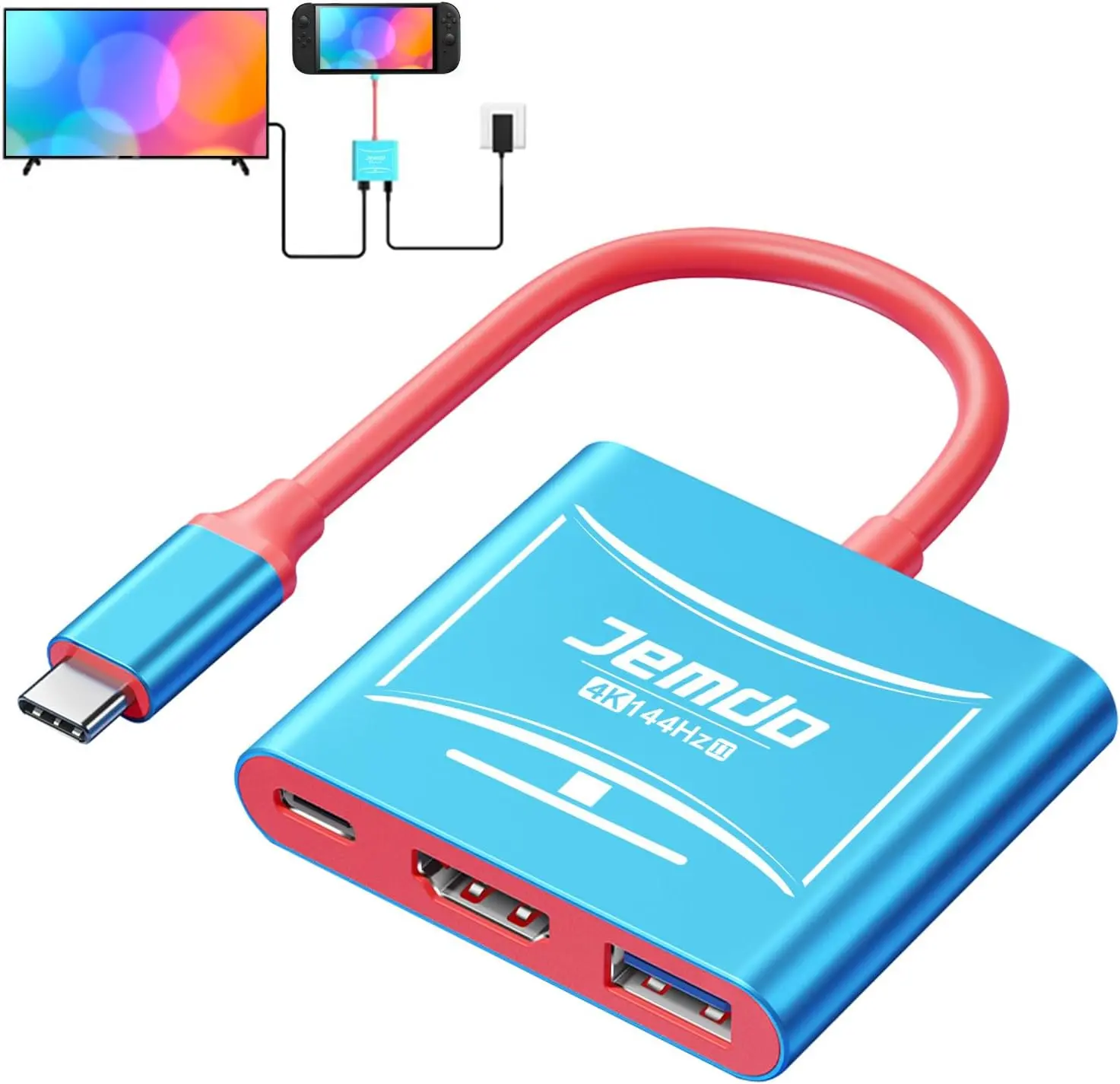 Jemdo 4K USB-C to HDMI Travel Dock for Nintendo Switch 2 / Switch OLED, Portable TV Docking Station with PD Fast Charging
