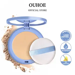 OUHOE Oil Control Flawless Setting Powder Compact Long Lasting Waterproof Matte Pressed Powder for Smooth Skin & Complete Makeup Lightweight Face Finishing Cosmetic