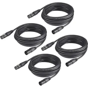 DMX  25ft, 4 Pack 7.62m DMX Cables 3 Pin Signal XLR Male to Female DMX  Wire, with Metal Connectors for Signal Transmission for DJ Lighting Equipment and Stage Lighting