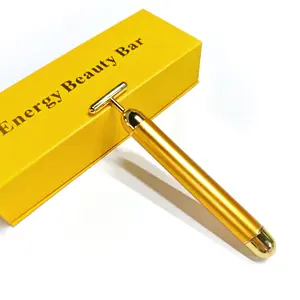 Gold Vibrating Beauty Bar Face Massager, T Shape Energy Beauty Bar for Face Lift and Skin Tightening,skin care tools