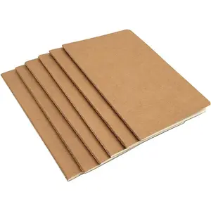 6 pack Notebook Brown Softcover Thread-bound Notebook Journal Diary Memo Notepad,A5 Size(5.5"X8.3"),30 sheets(Dot Grid Pages)