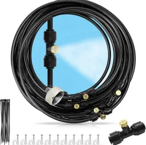 30M Outdoor Misting System Kit with 30 Brass Nozzles for Patio Gazebo & Greenhouse - 98FT PE Tubing, 20°F Cooling, UV-Resistant, Water-Saving Design