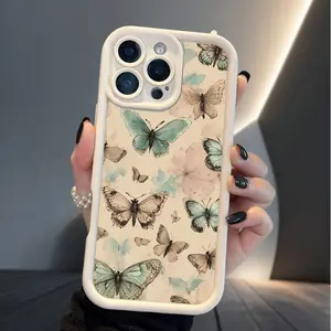 Vintage Butterfly Phone Case for iPhone 17 Air 16 16e 15 14 13 12 11 Pro Max Plus X XS Soft Silicone Shockproof Drop Protection Durable Bumper Cover