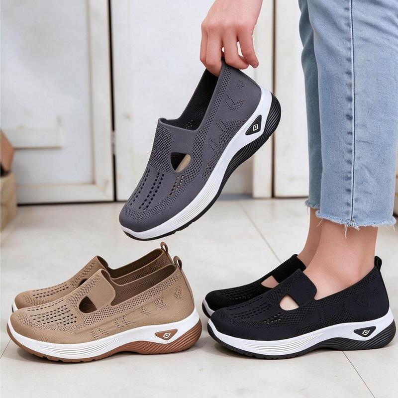 Women's Affordable Breathable Mesh Slip-On Sneakers - Lightweight Thick-Cushioned Casual Walking Shoes for Daily Wear, Work & Fall Outfits, Soft Daddy Shoes