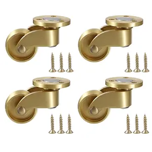 4 count Universal Brass Stem Casters, 1 Inch Furniture Casters Wheels, Heavy Duty Swivel Casters 360  Rotation, Metal Coffee Table Wheels Casters for Chairs Trunk Box Trolley Cabinet