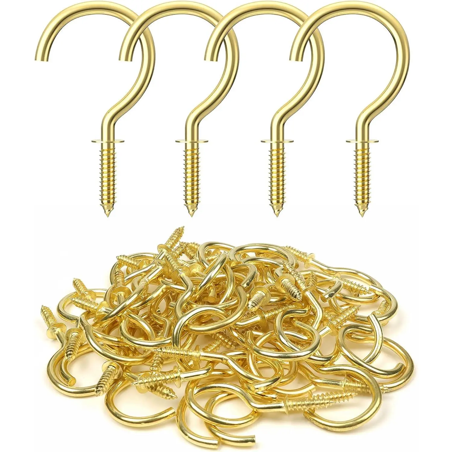 Screw Hooks, 1-1/4 Inch Metal Screw in Cup Hooks, , 50 count