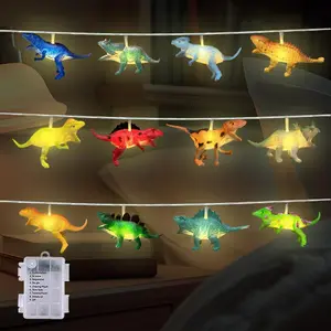 12 LED Dinosaur String Lights Battery Operated Dinosaur Lights String Realistic Looking Dino Light for Boys Bedroom Garden Patio Decoration(8 Mode