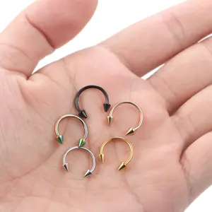 OIDEA Horseshoe Nose Ring Set 16G 316L Surgical Steel Septum Spike Circular Barbell Body Piercing Jewelry 10PCS Multi-Color