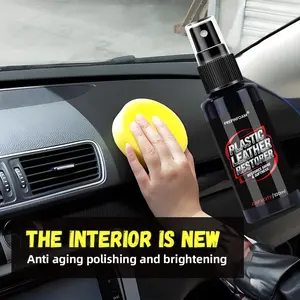 Nano-Crystal Car Interior Liquid, Interior Car Cleaner, Rejuvenates Plastics, Enhances Shine, Restores Yellowing, Scratches Removal, Tire Protector