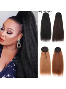Ponytail Hair Extension, Ponytail Extensions, Drawstring Real Hair Clip Ponytail, Suitable for Women, Dense Natural Voluminous Straight Ponytail