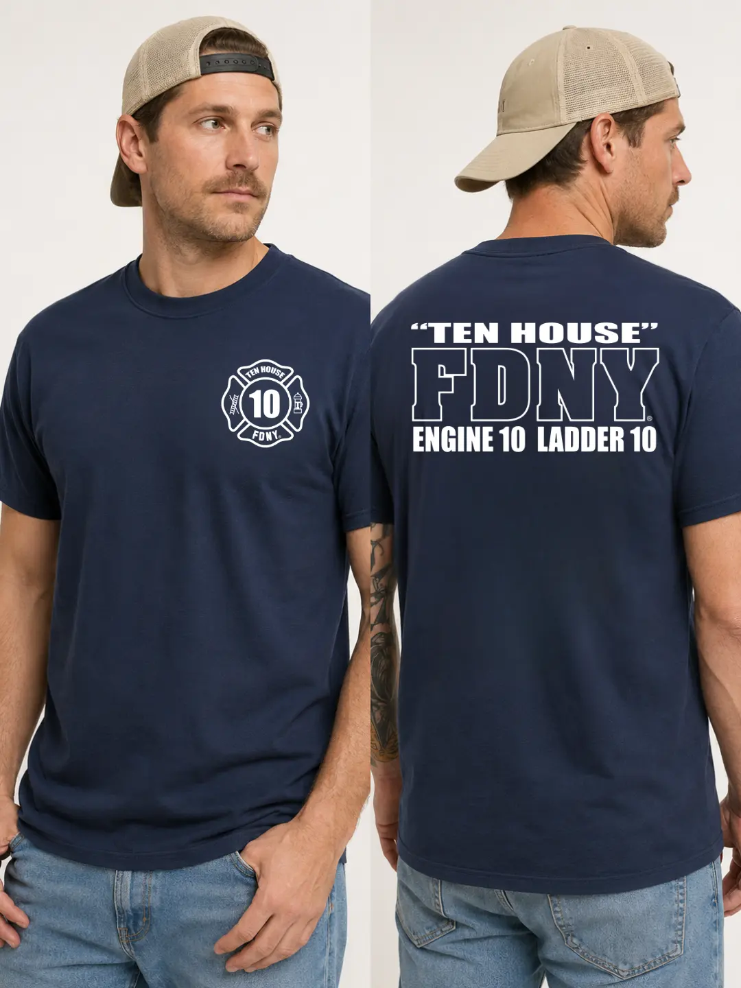 FDNY Ten House  T-Shirt, Firefighter Shirt, NYC Fire Department Tee, Soft Cotton, Gift for Firefighters, First Responder Gift
