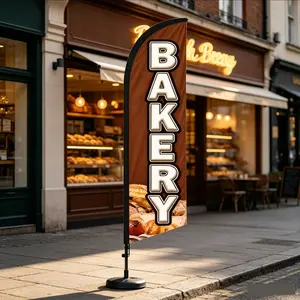 6.5 Ft Feather Flag for Bakery Shops, Waterproof Polyester Banner, Durable Outdoor Signage, Easy Installation, Perfect for Events and Promotions