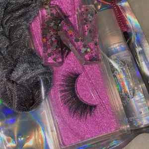 Bundle of Eyelashes - Pink, 10-12mm, Fluffy, Disposable Lashes Brush, Includes Lipgloss, Scrunchie & Letter of Choice - Makeup, Cosmetic, Eyelash Extensions, Eyelashes Extensions